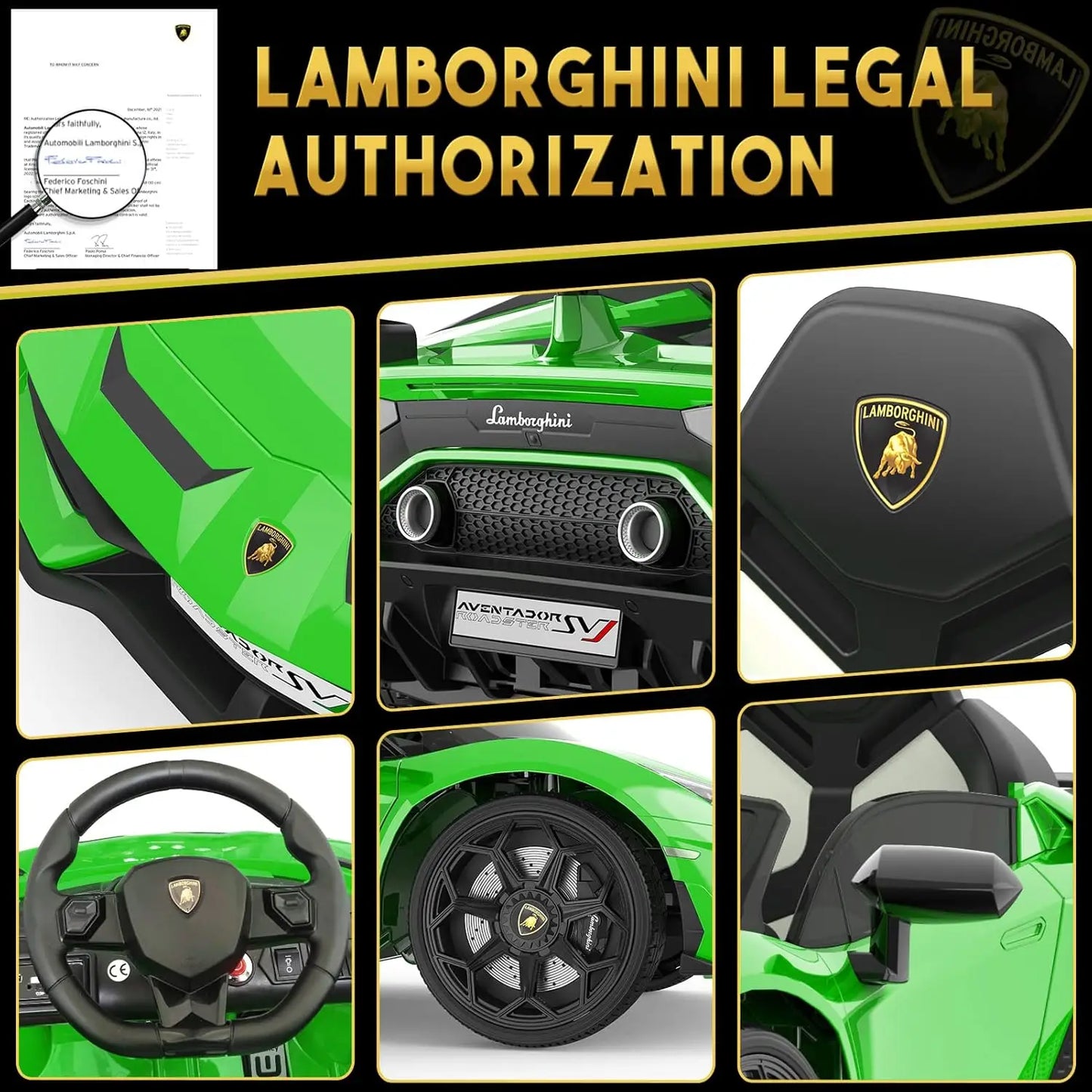 HiMISSE Lamborghini Licensed 12V Kids Electric Car Ride On Remote