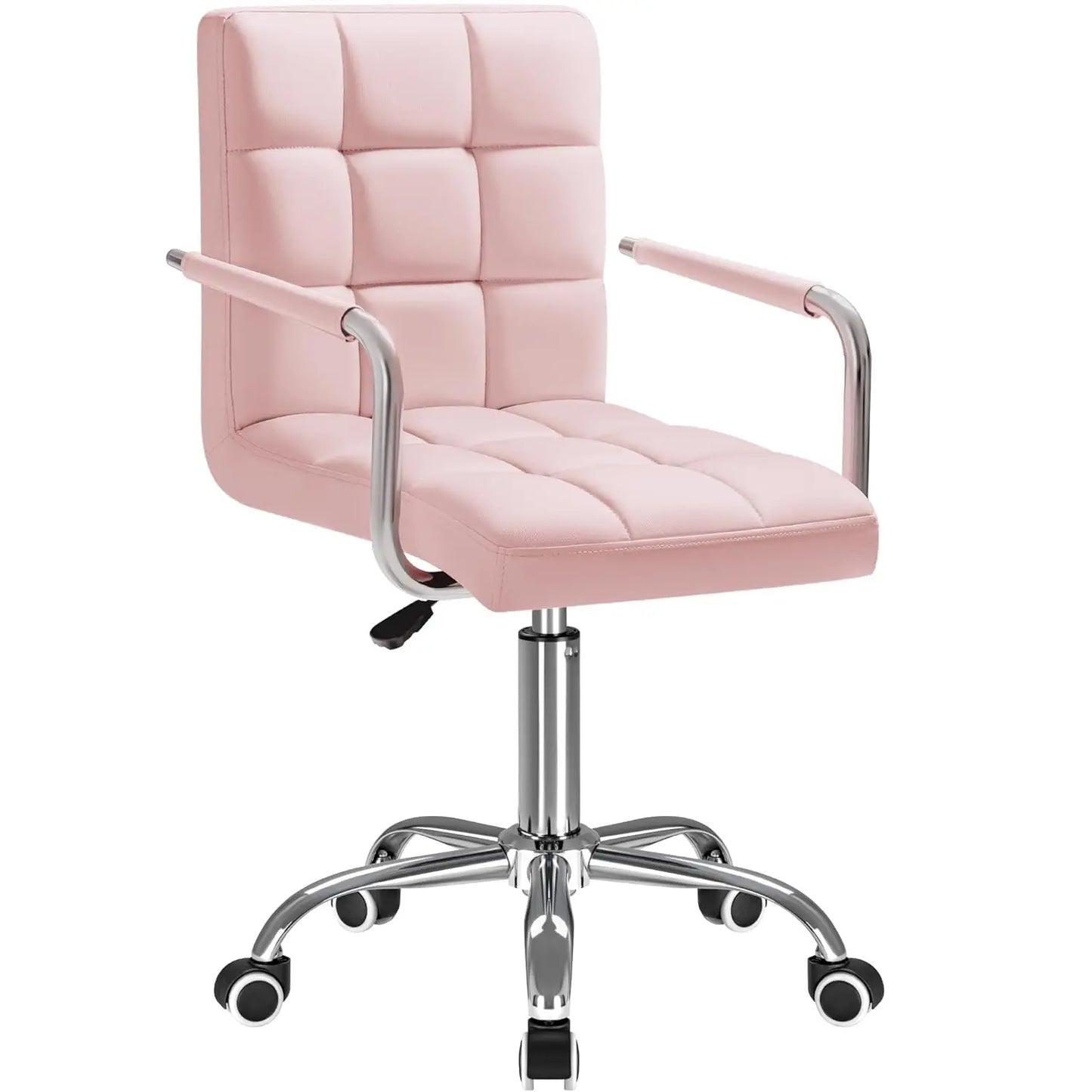 Mid-Back Office Task Chair Ribbed PU Leather Ergonomic