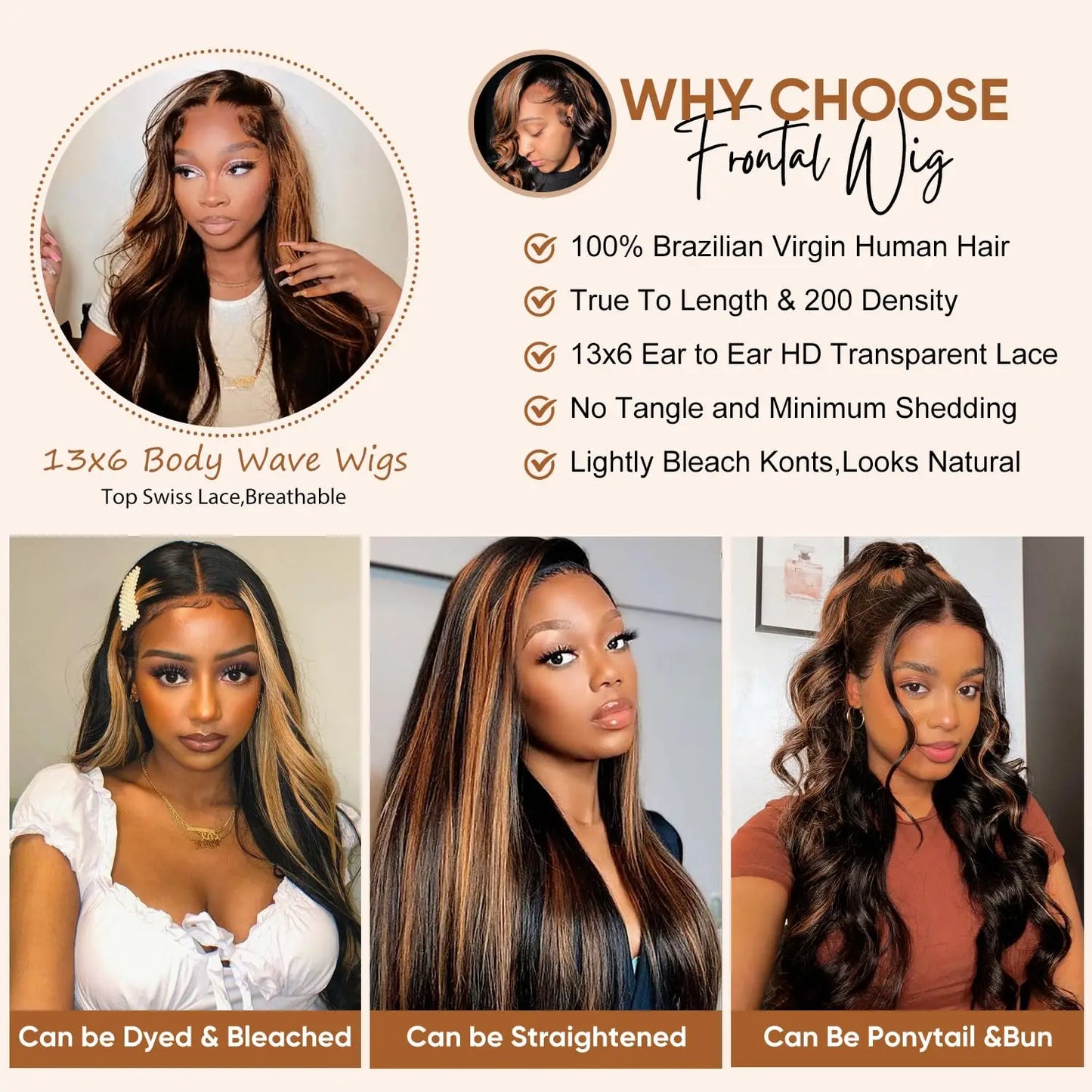 Afybea Remy Brazilian Body Wave HD Lace Front Wig 250 Density