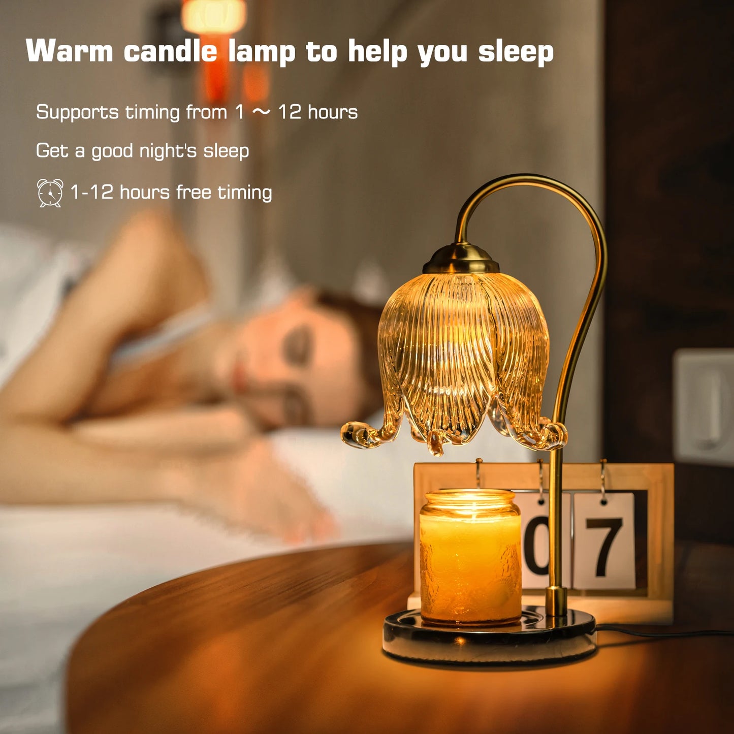 Tulip Flower Warm Candle Lamp French Retro Nightstand Light