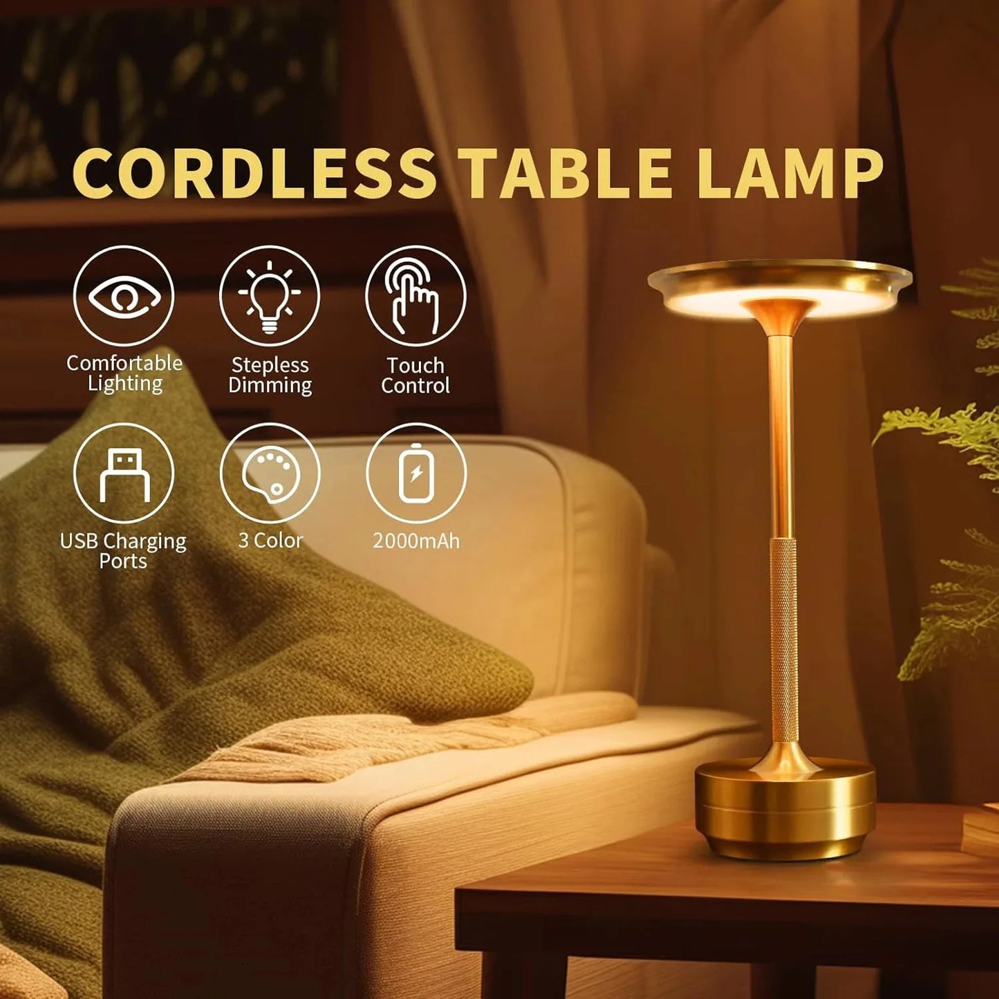 HPH LED Desk Lamp USB Touch Dimmable Nightlight for Office