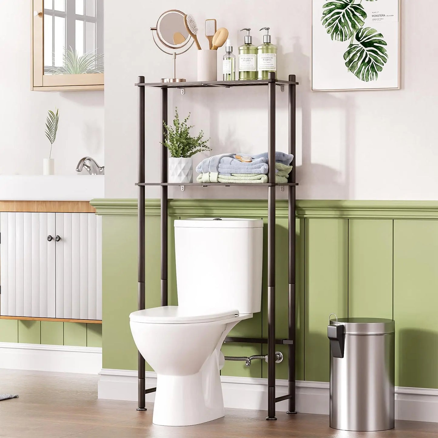 XIUWO Over Toilet Storage Bamboo 3-Tier Organizer Rack