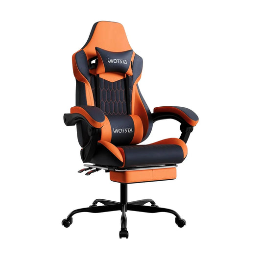 Ergonomic Gaming Chair With Footrest And Adjustable PVC Leather Headrest