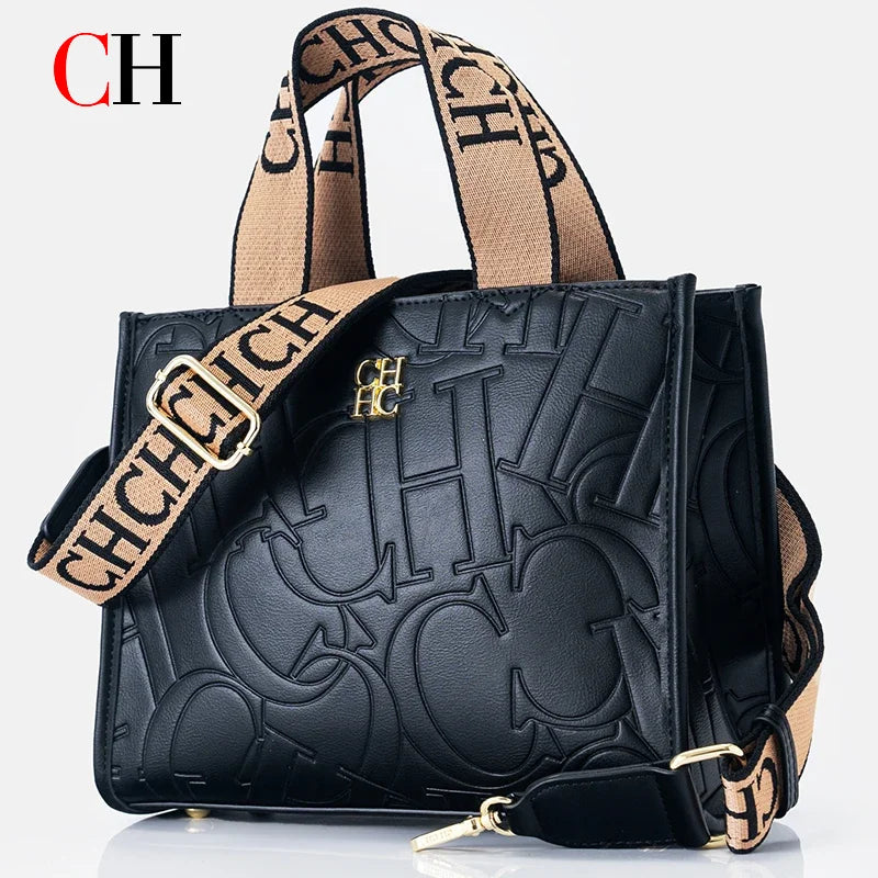 CH Women's PU Leather Designer Handbag Large Capacity Tote