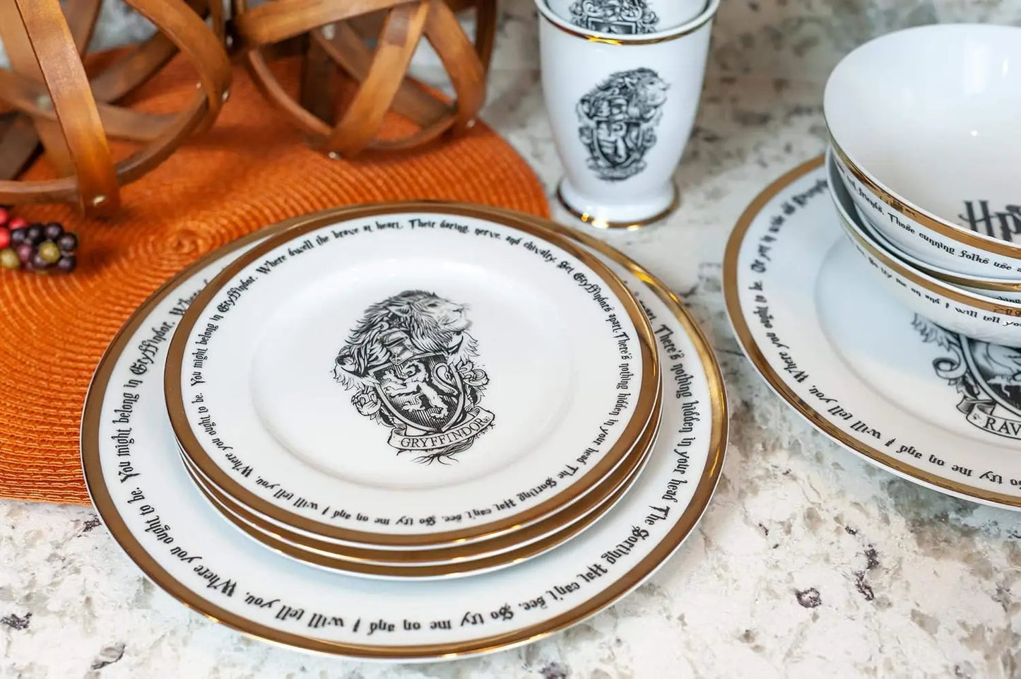 Harry Potter Hogwarts House Logos 16 Piece Dinnerware Set Ceramic