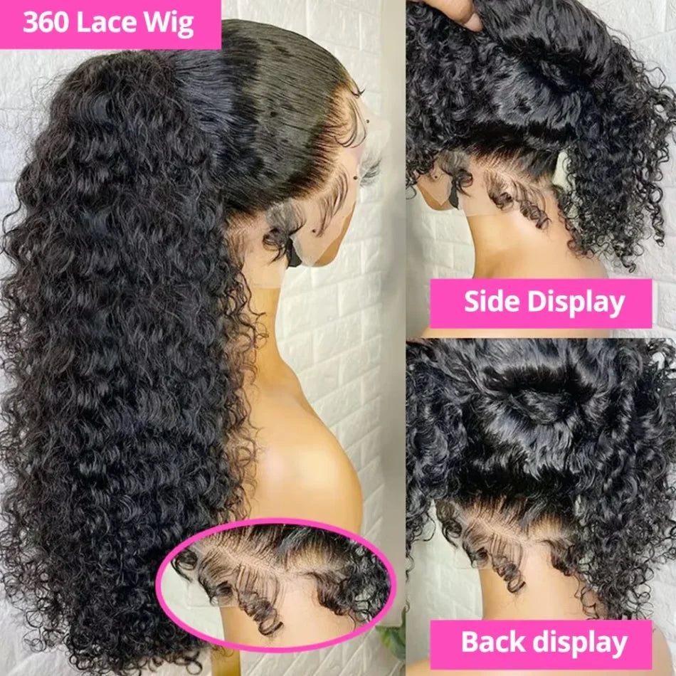 FroloCap Deep Wave 360 HD Lace Front Wig Brazilian Hair
