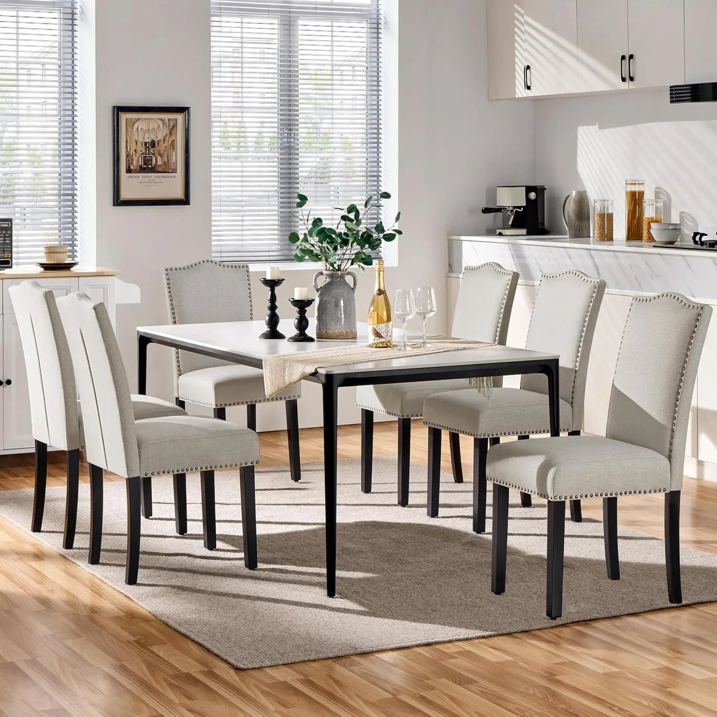 Set of 6 Dining Chairs Modern Kitchen Upholstered Seats