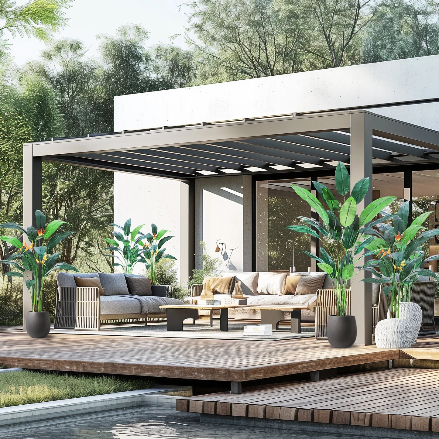 StudysetCN Artificial Bird of Paradise Plant Faux Outdoor Indoor Decor