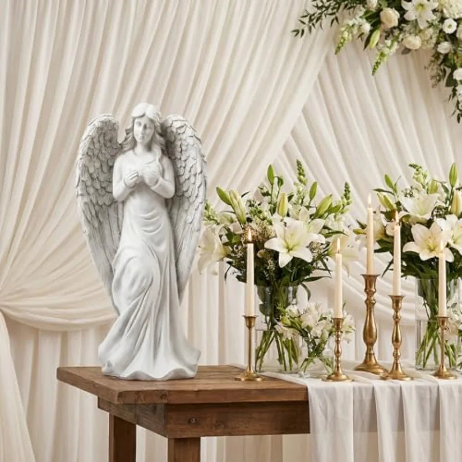 SHXI Standing Angel Garden Statue Outdoor Decor Stone