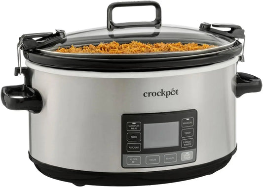 7-Quart Slow Cooker, Portable Programmable with Timer, Locking Lid, Stainless Steel; an Essential Kitchen Appliance, Perfect for