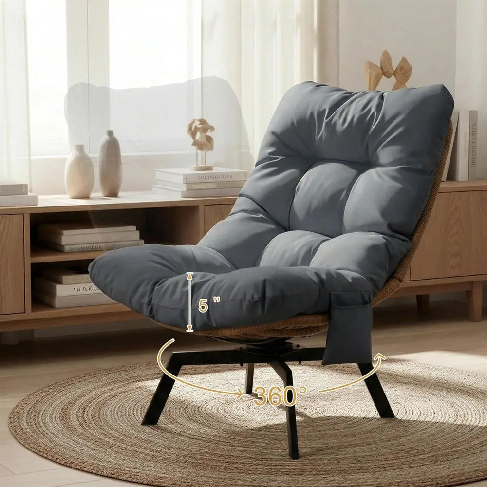 Wicker Swivel Chairs With Oversized Seats For Living Room