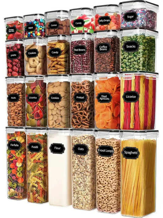 Airtight Food Storage Set With Labels For Flour Grains Spices