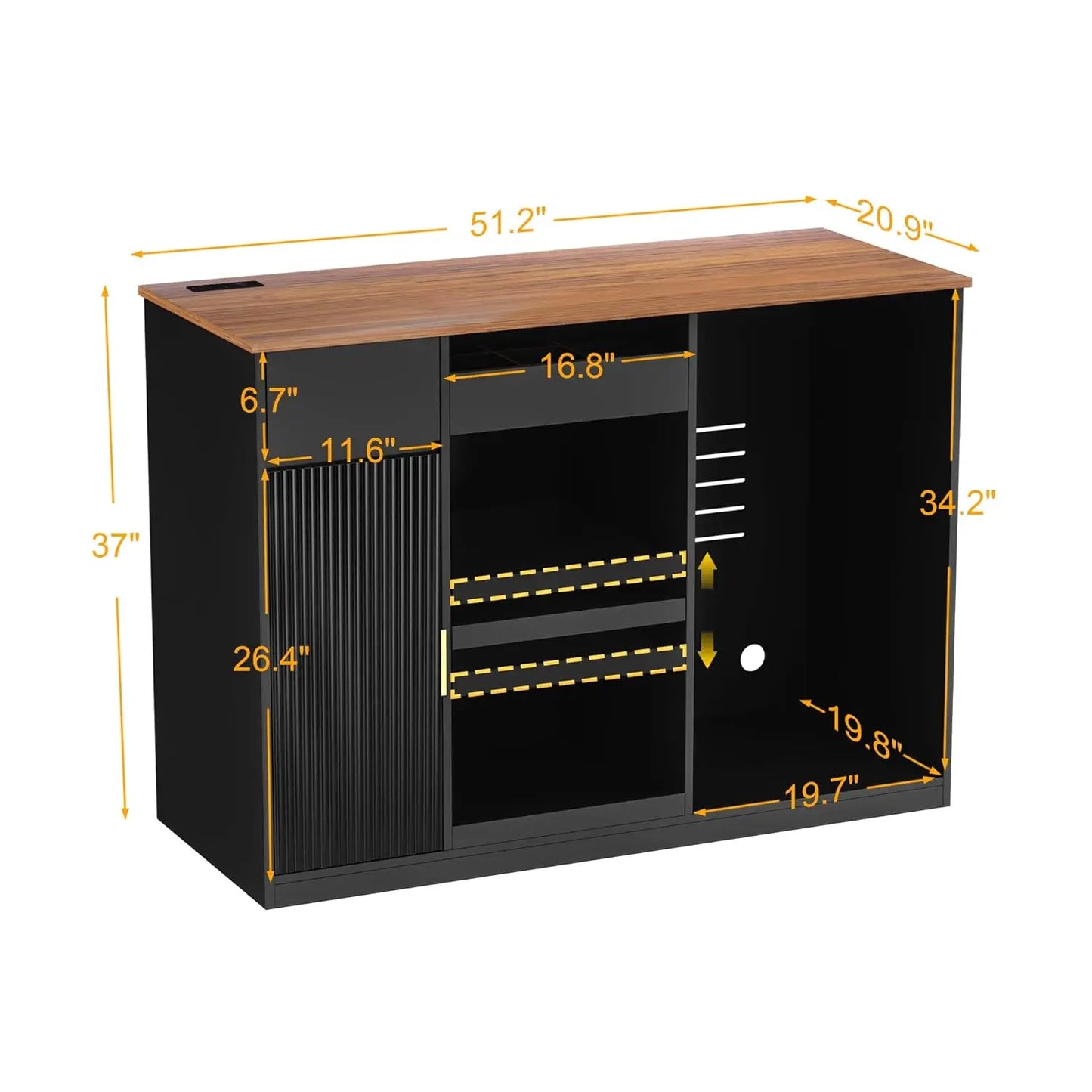 Snack Bar Cabinet With Fridge Space Coffee Station And Shelf