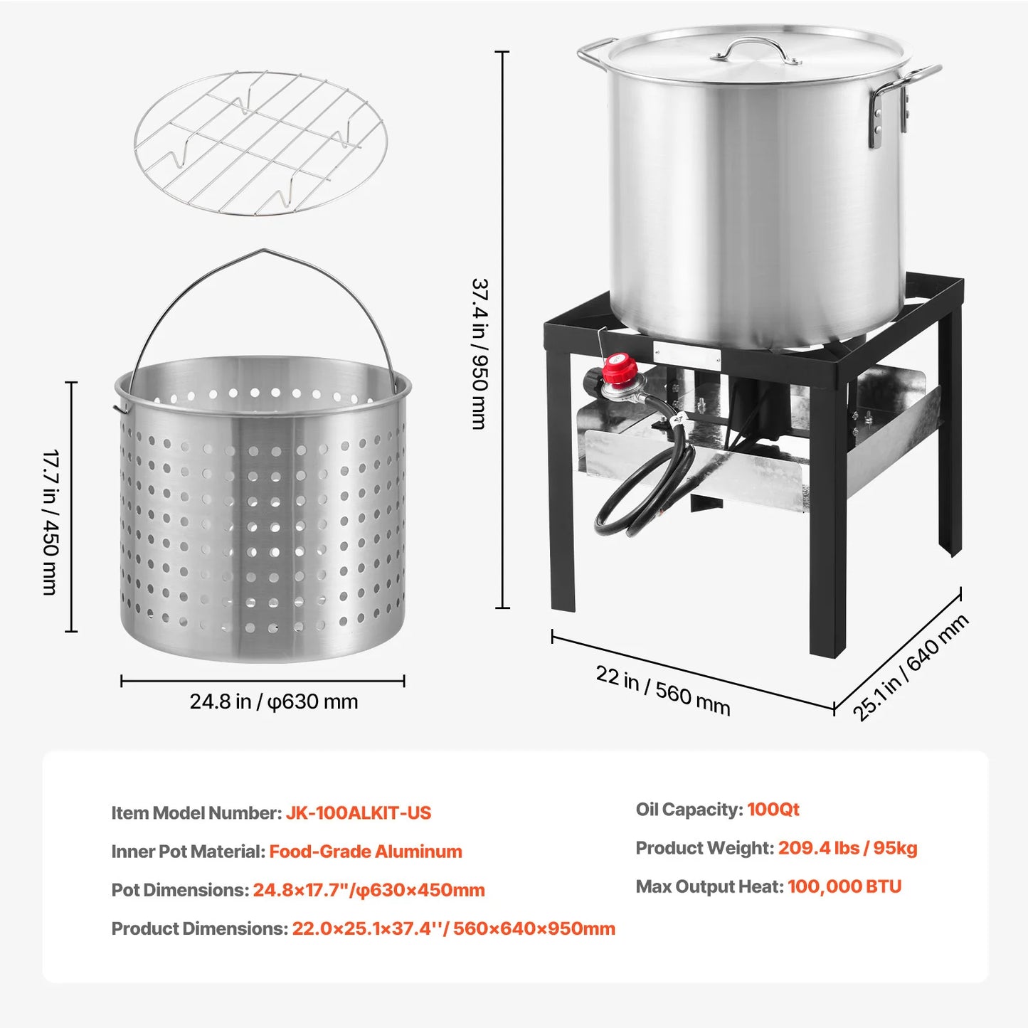 SucceBuy Seafood Boiling Kit With Strainer Steamer Stockpot Rack