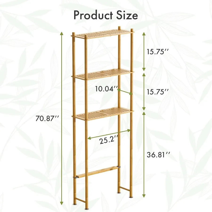 XIUWO Over Toilet Storage Bamboo 3-Tier Organizer Rack