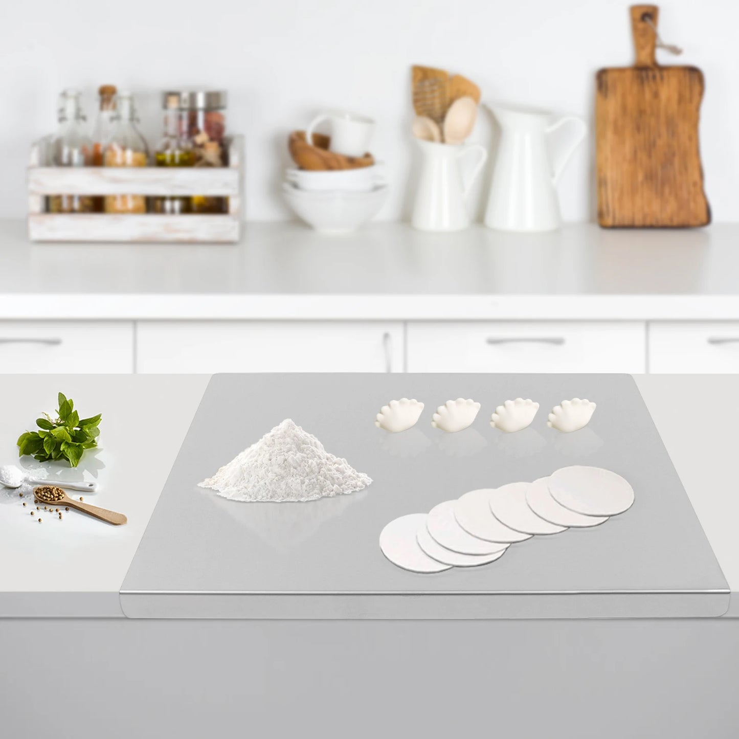 Stainless Steel Chopping Board L Shaped Edge For Veggies Dough