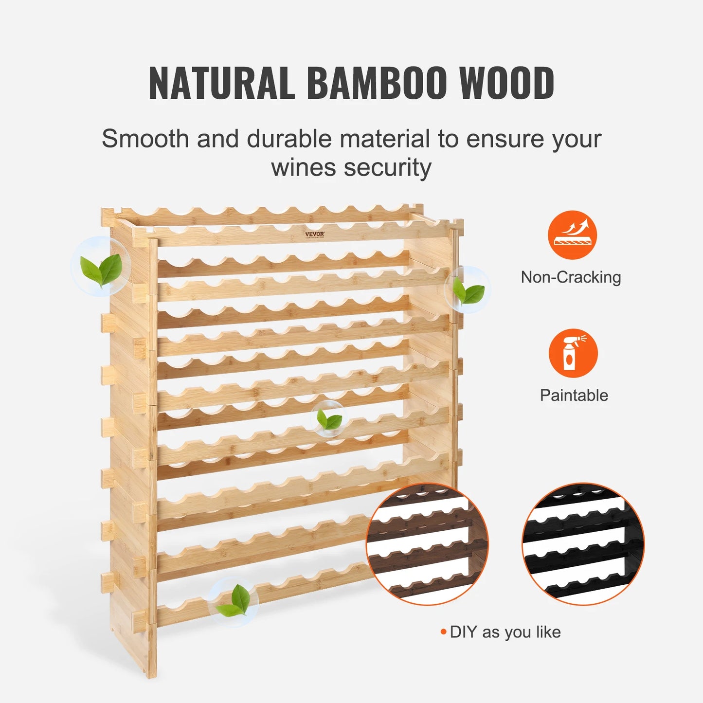 SucceBuy 8 Tier Stackable Bamboo Wine Rack Free Standing
