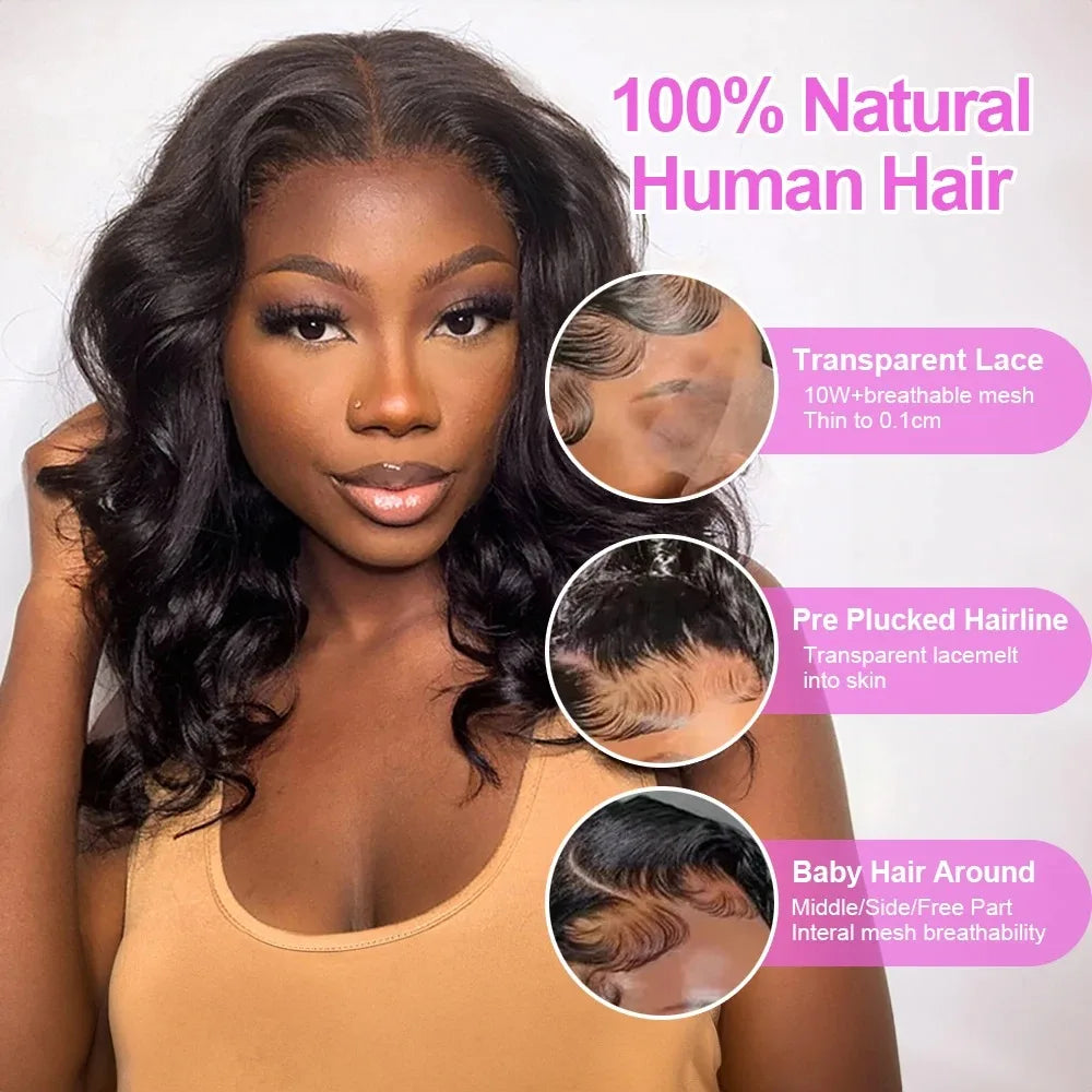 TEENCOOL Glueless Body Wave Lace Front Wig 100% Human Hair