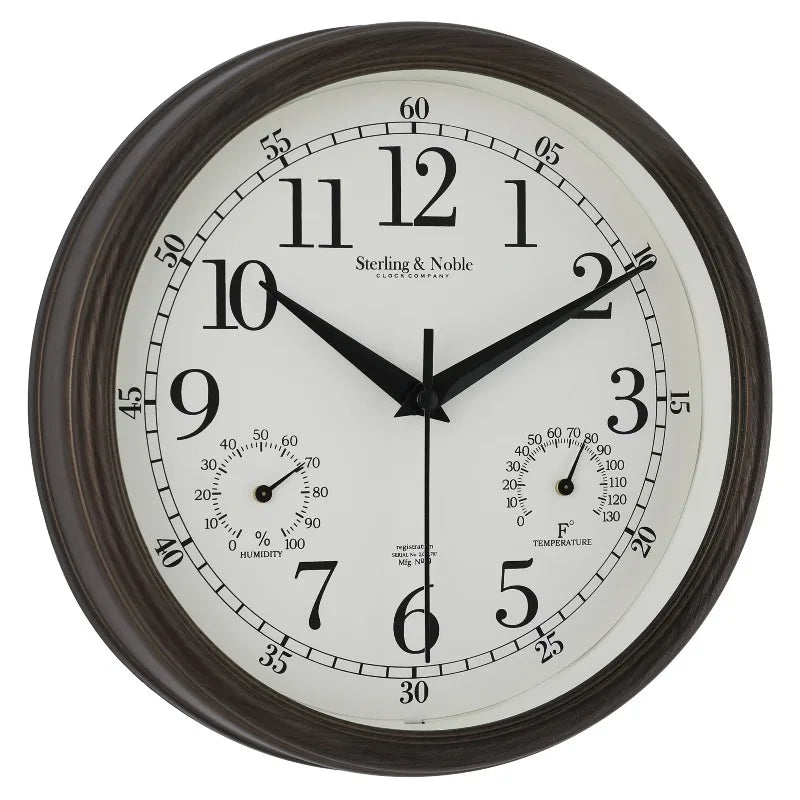 Outdoor Round Arabic Analog Wall Clock For Patios And Decks