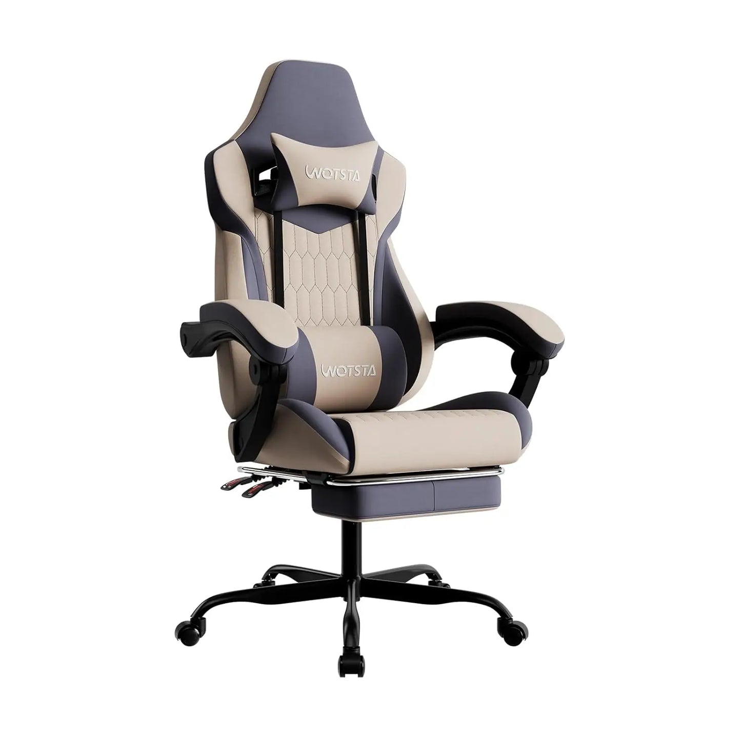 Ergonomic Gaming Chair With Footrest And Adjustable PVC Leather Headrest