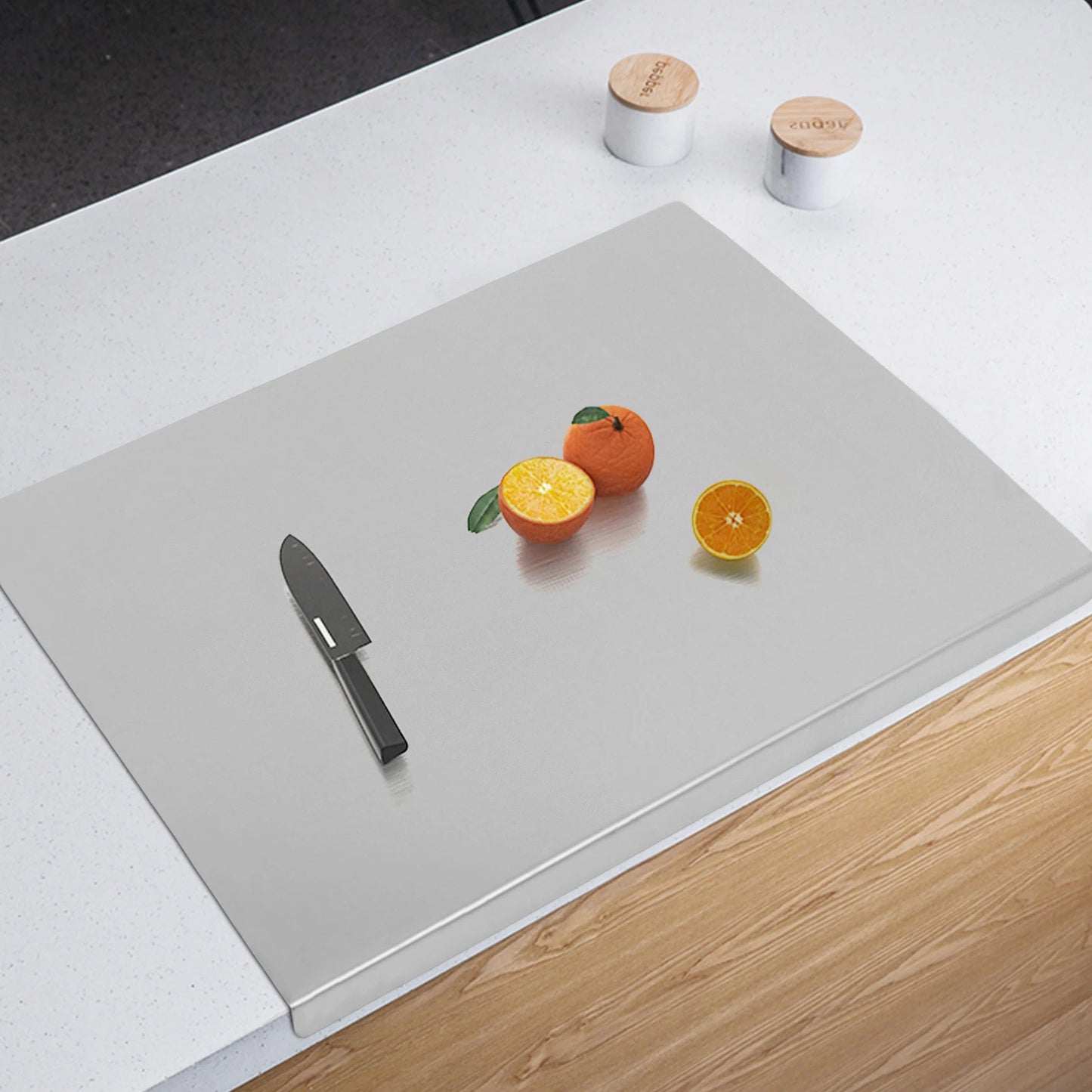 Stainless Steel Chopping Board L Shaped Edge For Veggies Dough
