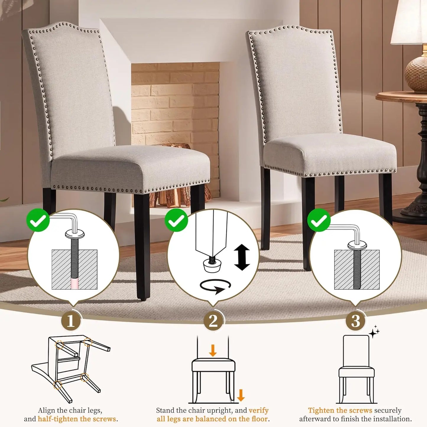 Set of 6 Dining Chairs Modern Kitchen Upholstered Seats