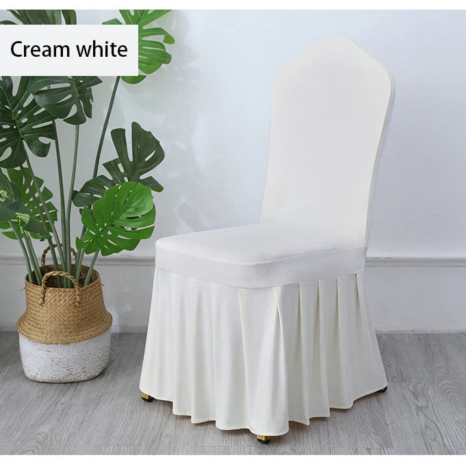 White Chair Covers Pleated Spandex Seat Protectors For Weddings Banquets