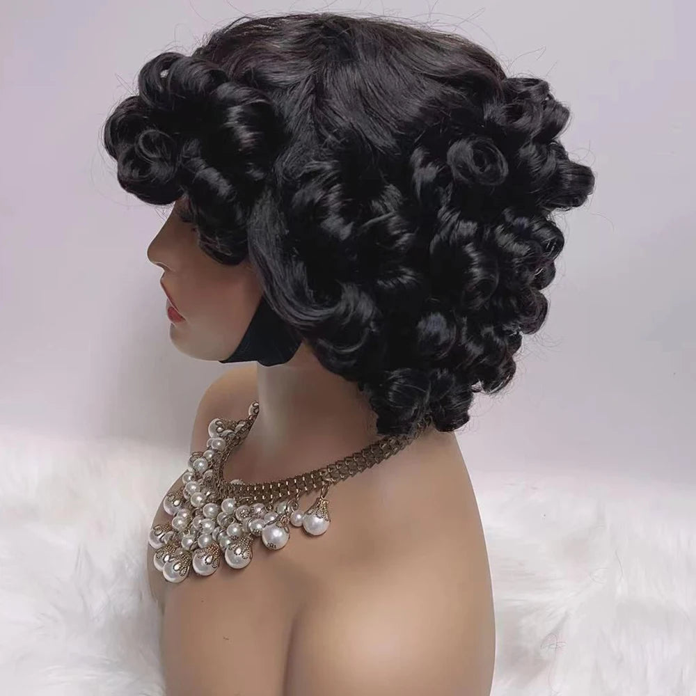 HJ WEAVE BEAUTY 330 Density Brazilian Egg Curl Pixie Wig