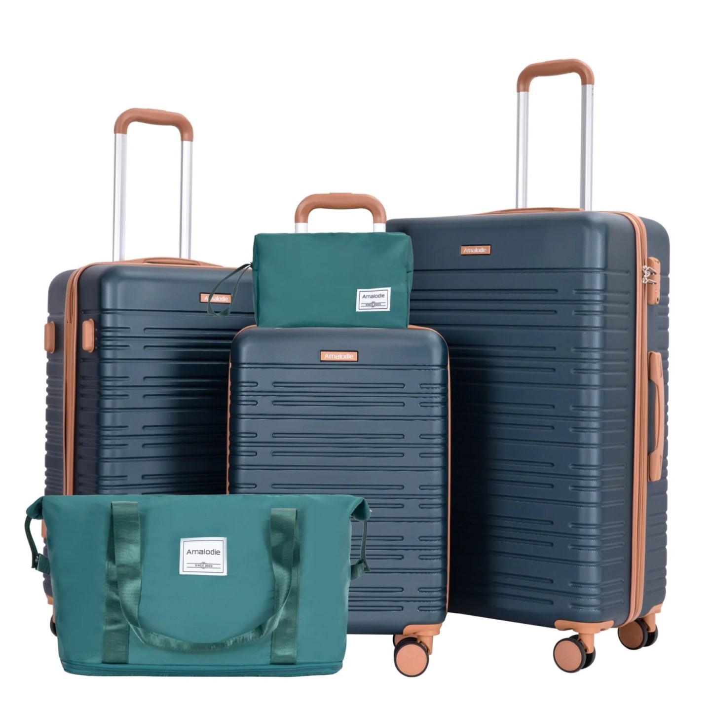 Amalodiecn 3-Piece ABS Luggage Set With Spinner Wheels And TSA Lock