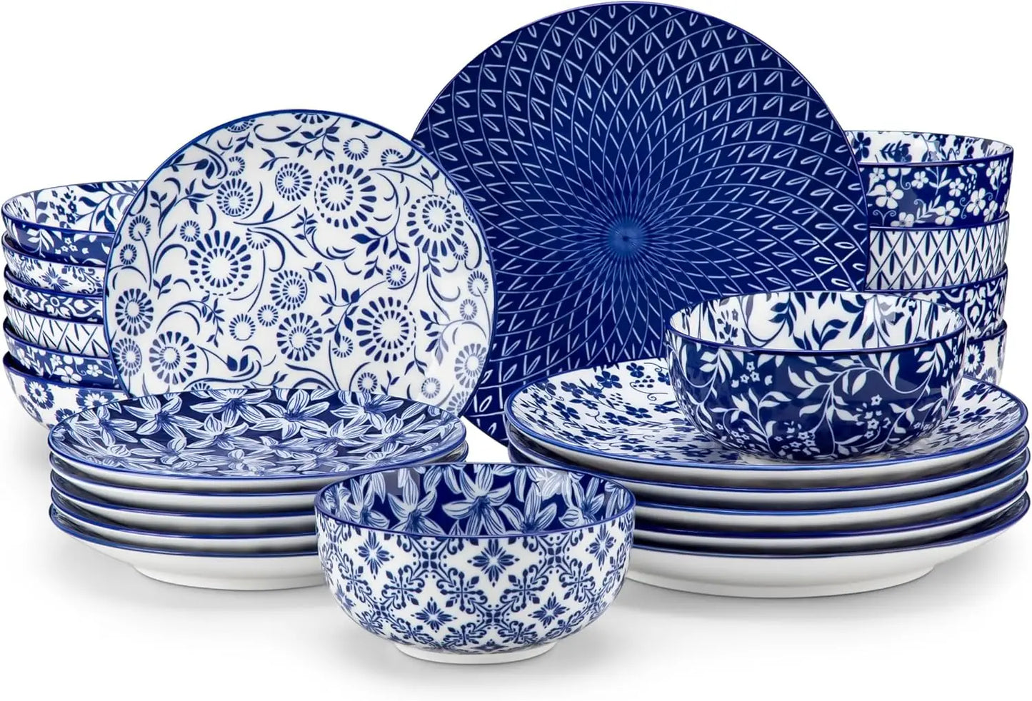 Porcelain 24 Piece Dinnerware Set For 6 Microwave And Dishwasher Safe