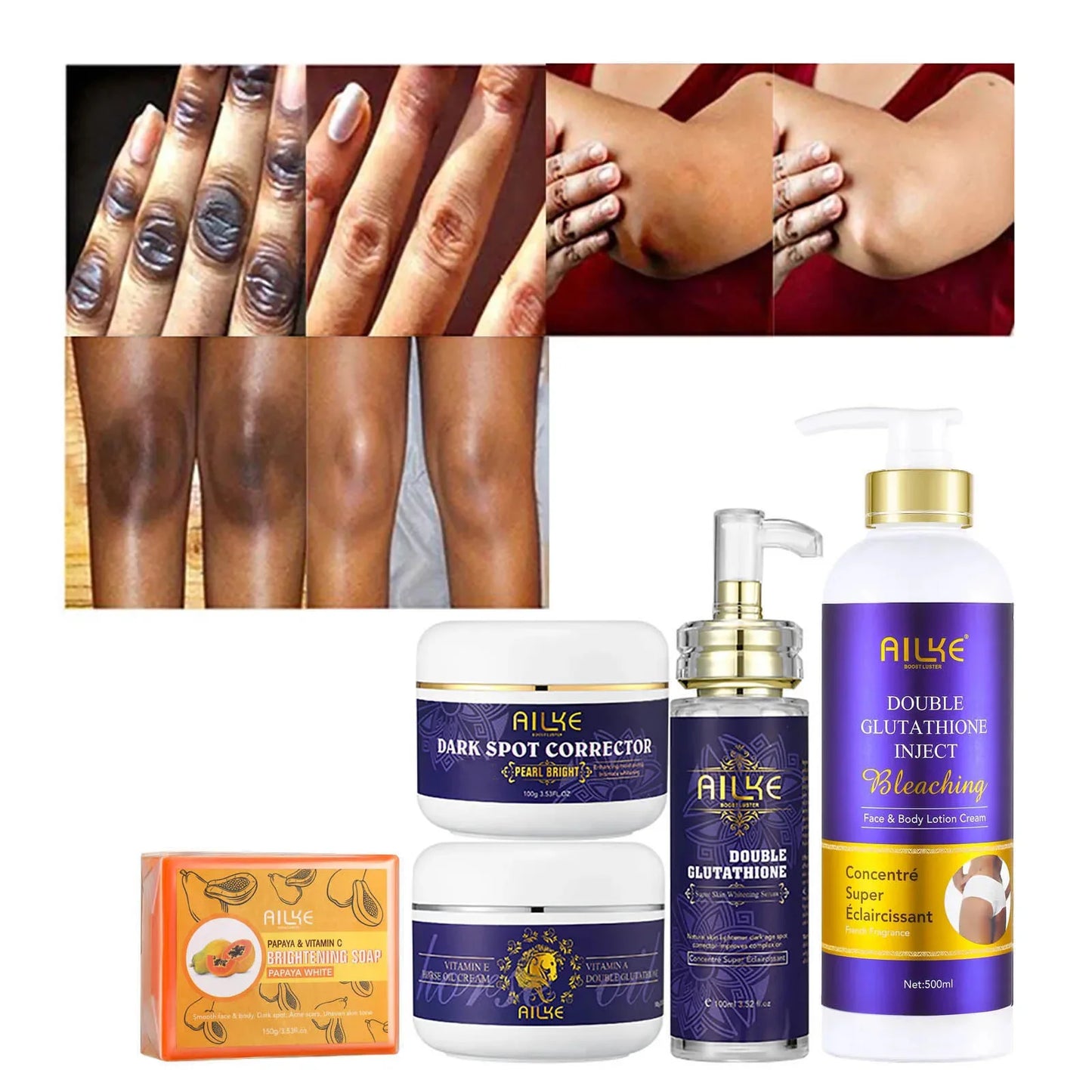 AILKE Glutathione 5 In 1 Skin Care Kit Serum Lotion
