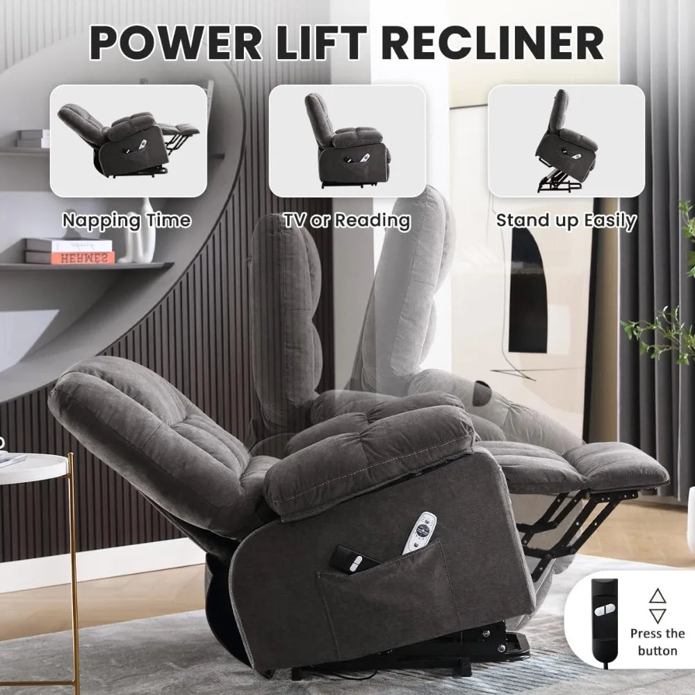 Electric Lift Recliner Chair With Massage And Heating USB Port