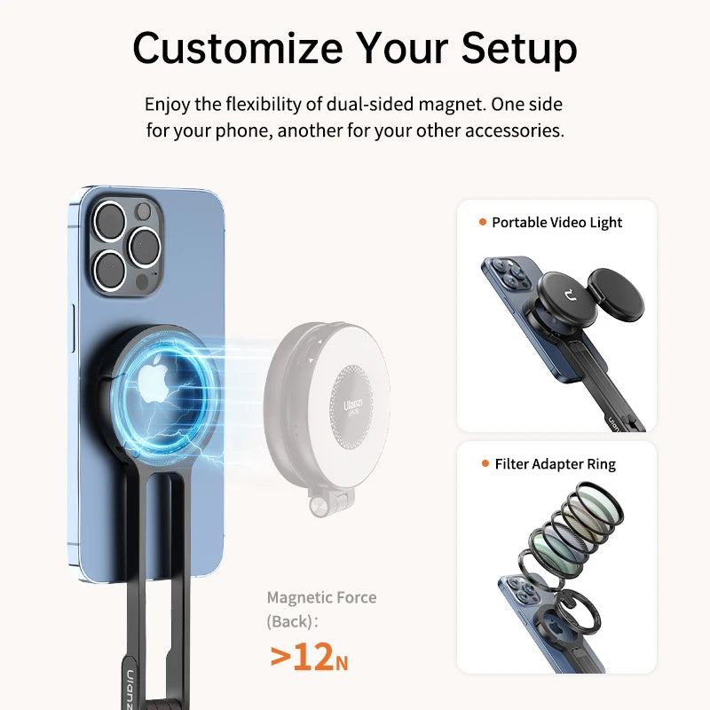 Ulanzi MA30 Carabiner Mounted Phone Tripod Dual Magnetic Holder