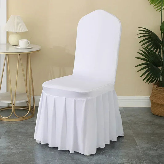 Polyester Pleated Spandex Chair Covers for Weddings and Banquets