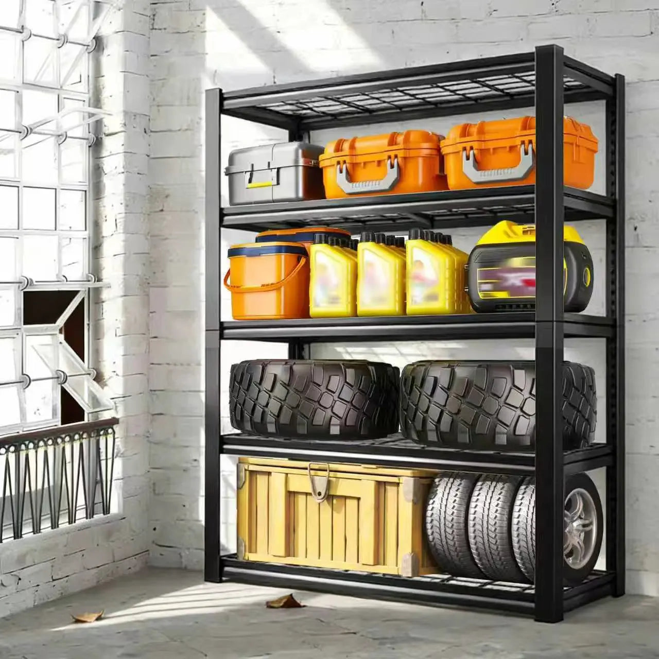 Adjustable Metal Double Layer Column Shelving Rack Commercial Grade Warehouse