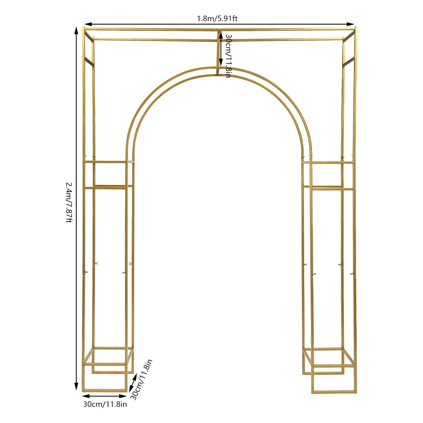 Gold Metal Wedding Arch Stand For Balloons Garden Arbor Decoration