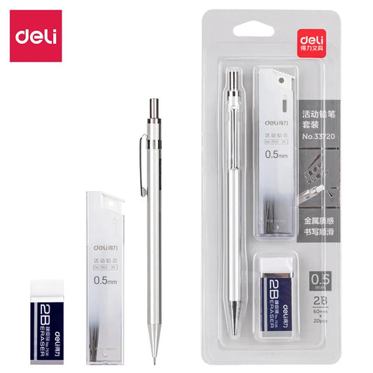 Deli Mechanical Pencil Set 2B With Refillable Leads