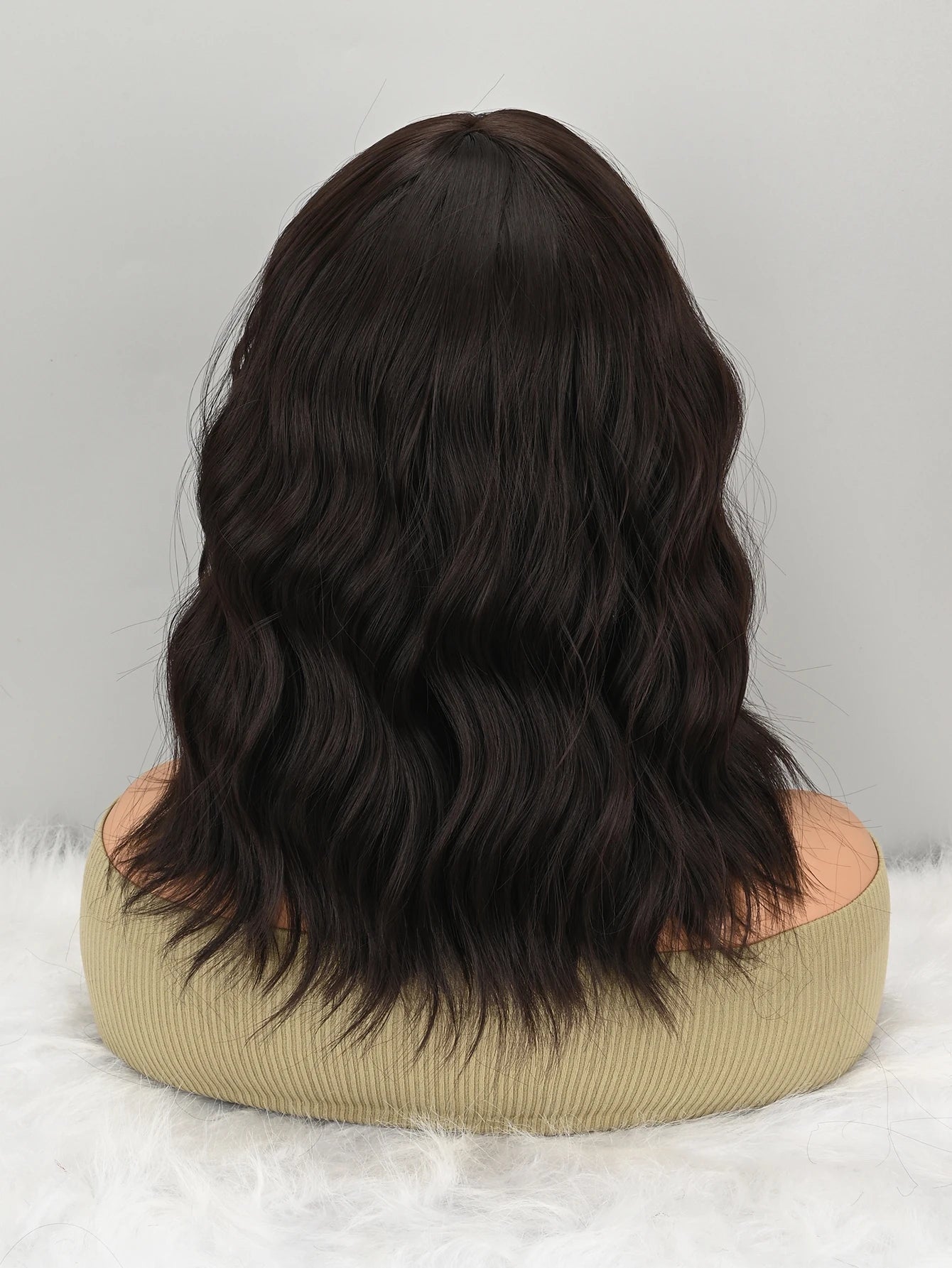 Synthetic Curly Wavy Bob Wig With Bangs For Women Everyday