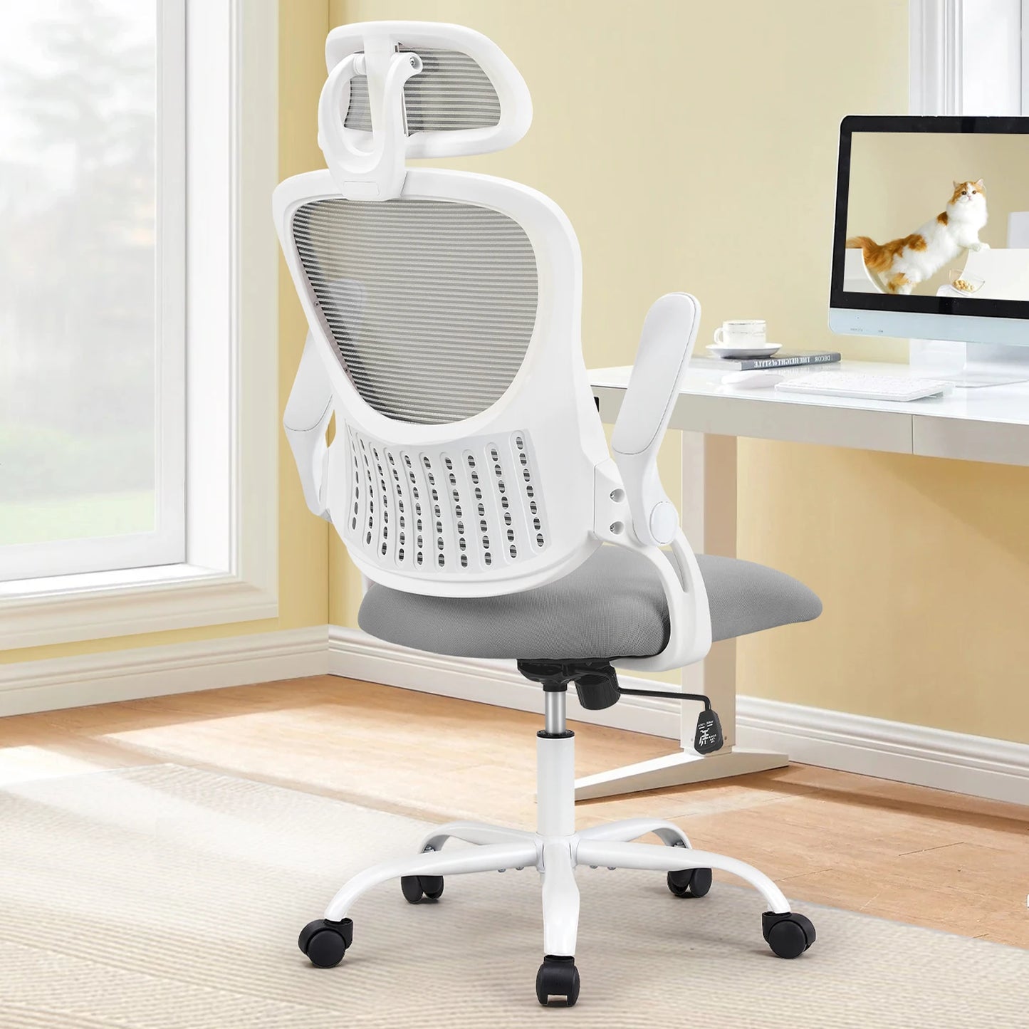 JHK Mesh Ergonomic Office Chair Flip-Up Arms Lumbar Support