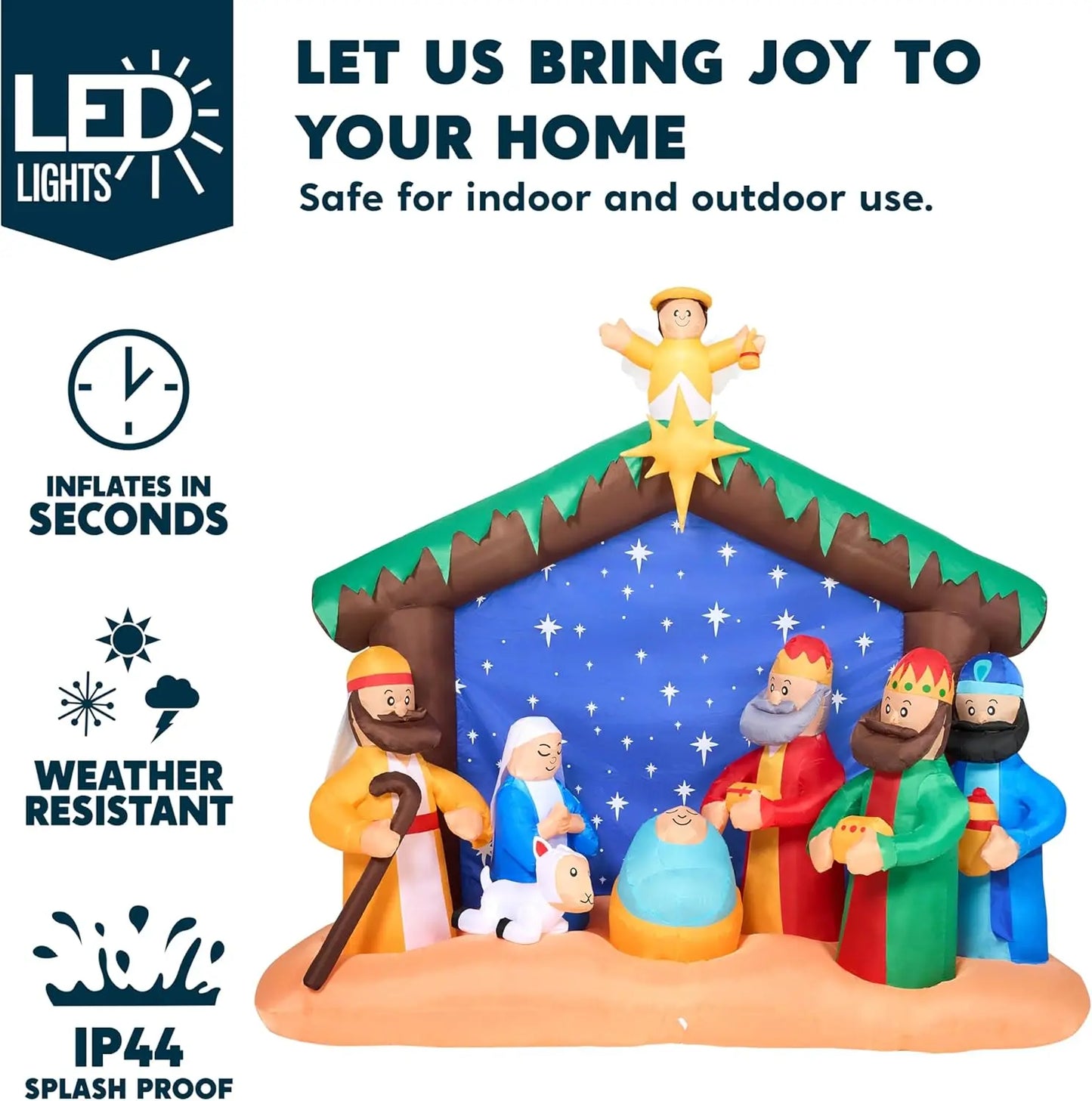 Joyfy Nativity Scene Christmas Inflatable LED Lights for Yard