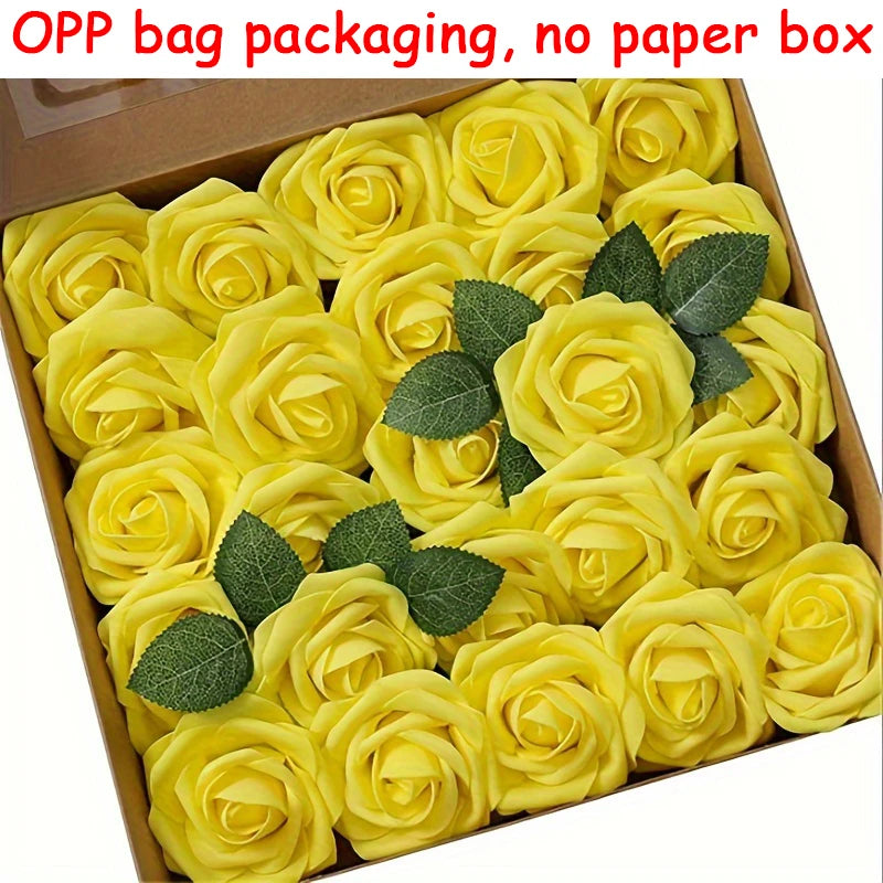 25pcs Artificial Roses With Stems For DIY Wedding Bouquets