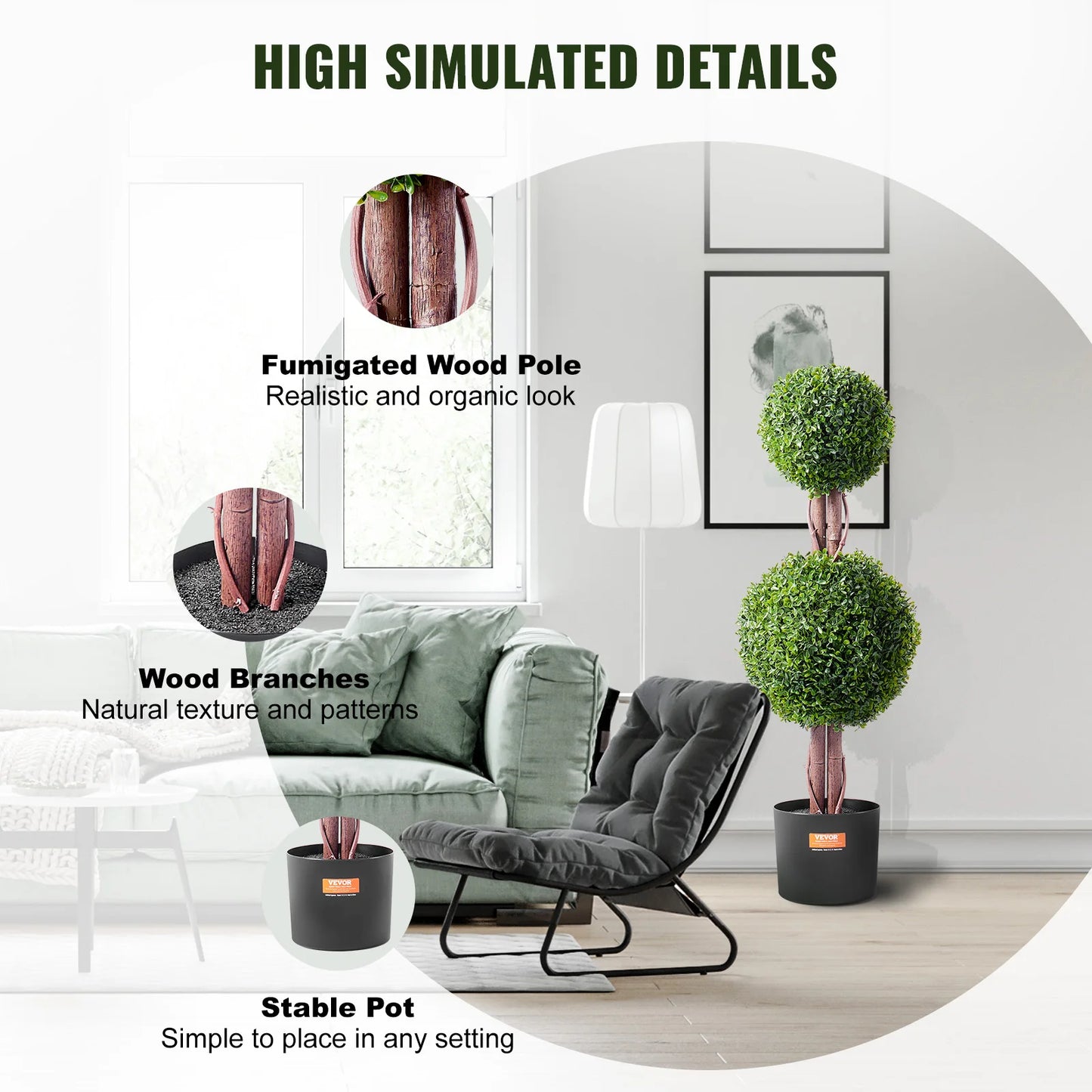 SucceBuy Artificial Boxwood Topiary Tree Faux Plant For Indoor Decor