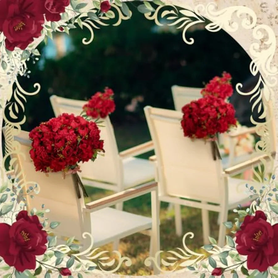 12 Bundles Artificial Roses Bouquets Silk Flowers for Wedding Decor