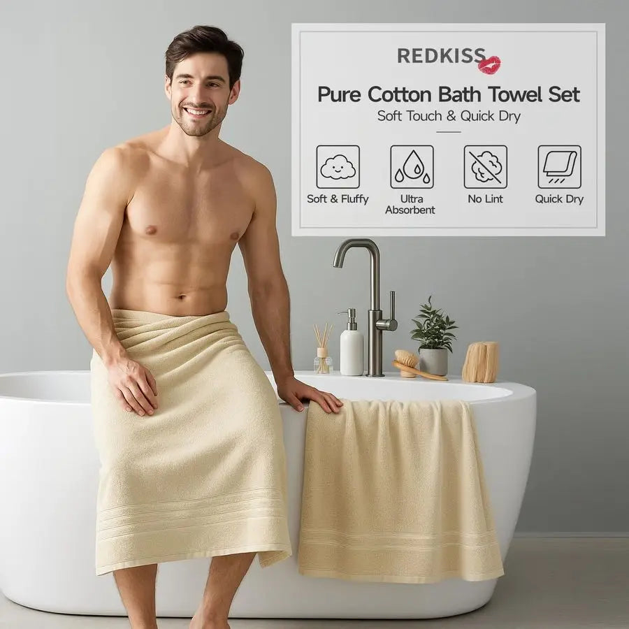 Luxury Bath Towel Set 100 Percent Cotton 600 GSM Premium