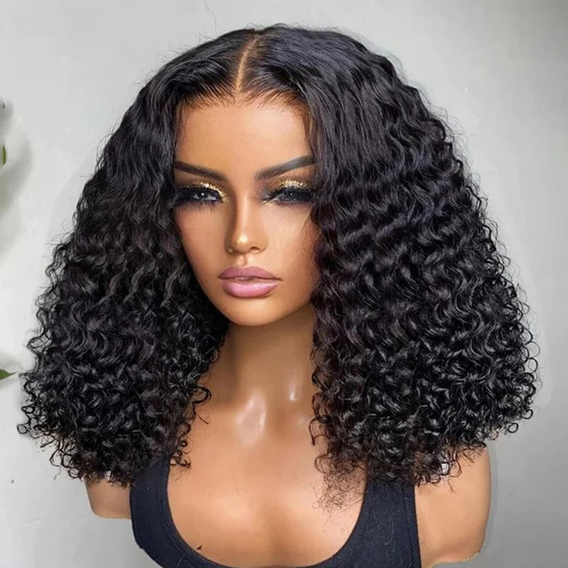 Brazilian Water Wave Lace Front Bob Wig Glueless Remy Hair
