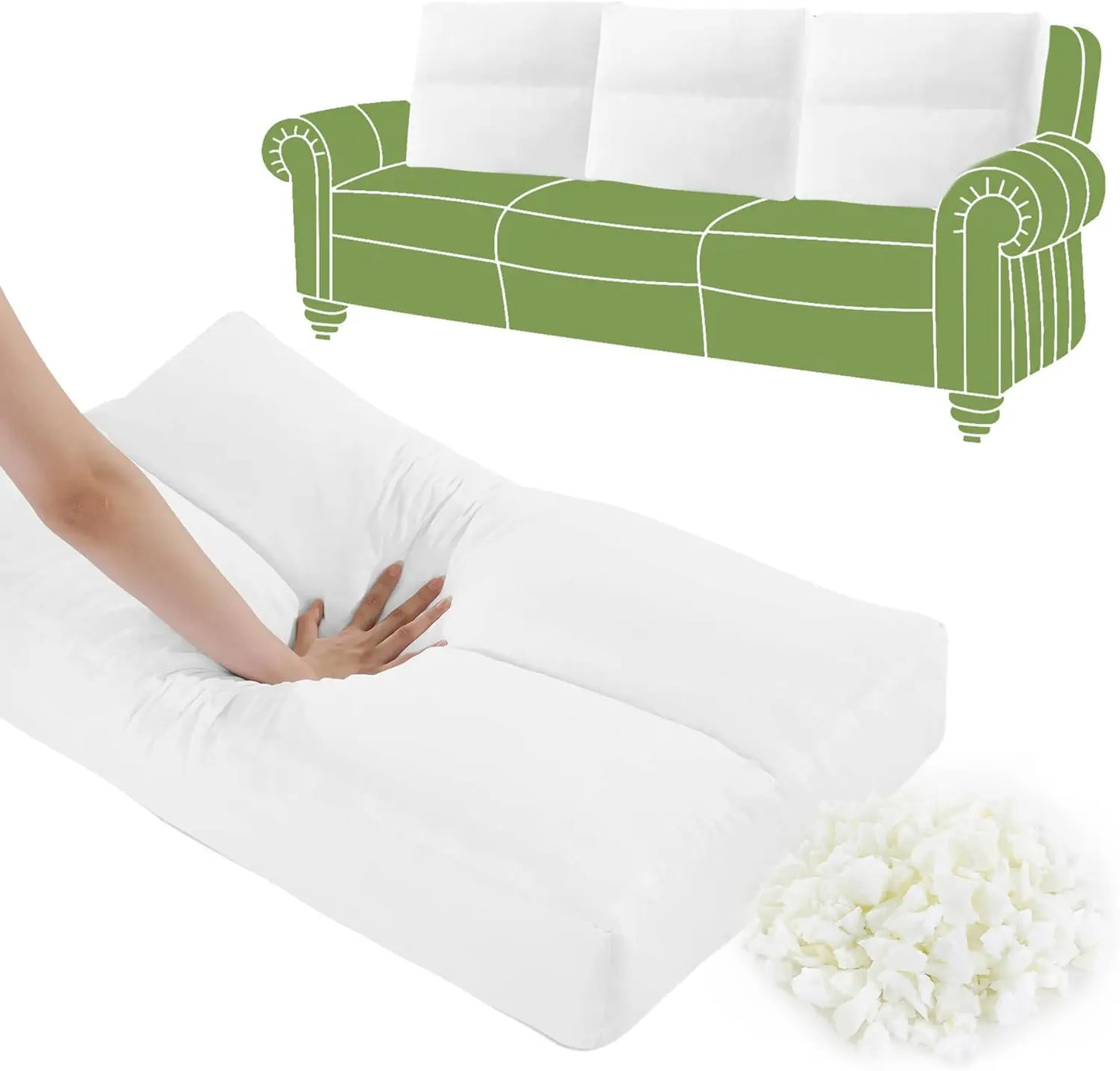 3 Pack Shredded Foam Sofa Back Cushion Replacement Lumbar Support