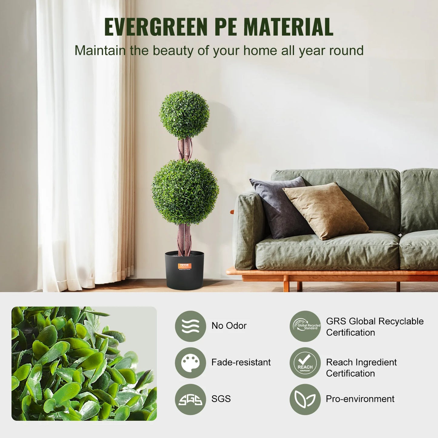 SucceBuy Artificial Boxwood Topiary Tree Faux Plant For Indoor Decor