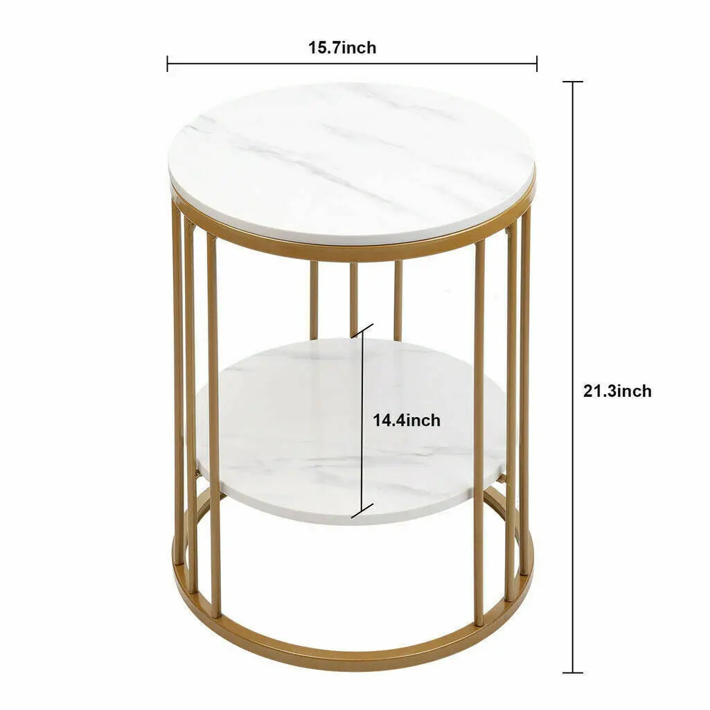 Wisfor Two Tier Round Marble Side Table Living Room Decor