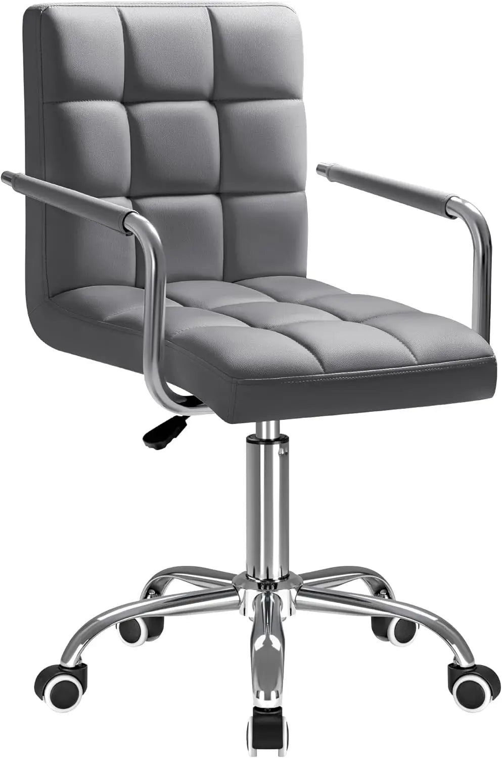 Mid-Back Office Task Chair Ribbed PU Leather Ergonomic