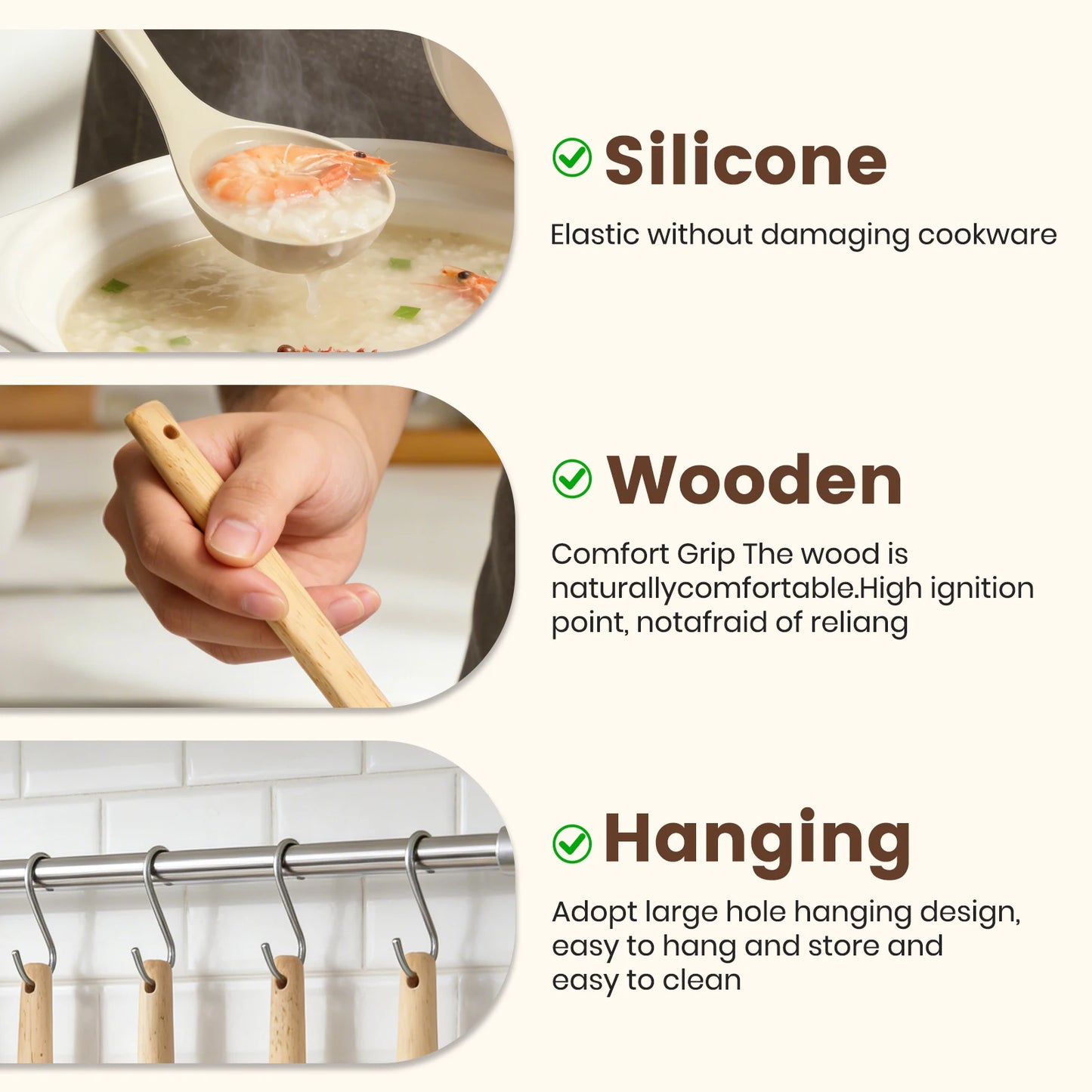 Silicone Wooden Handle 44 Piece Non Stick Kitchen Utensil Set